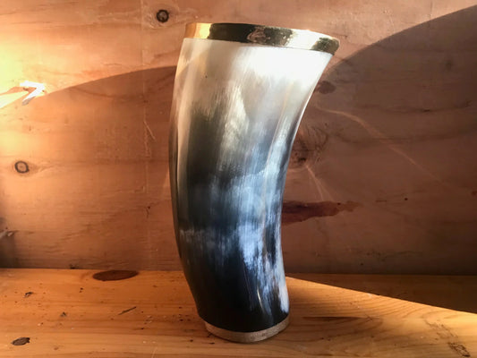 Ox Horn Viking Drinking Mug Cups with natural finish - Ale Beer Wine Goblet Tankard Beaker Size 5-6inches (Personalization Available) - Lazzy Panda