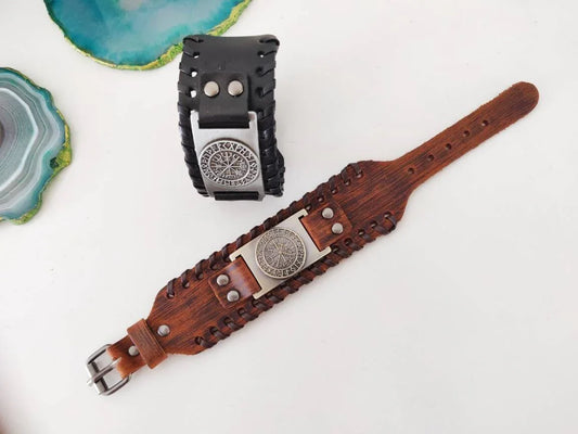 Compass Medieval Rustic Working Compass With Leather Wristband For Hand Antique Maritime Pirate Cosplay Vintage Compass, Navigation Tools - Lazzy Panda