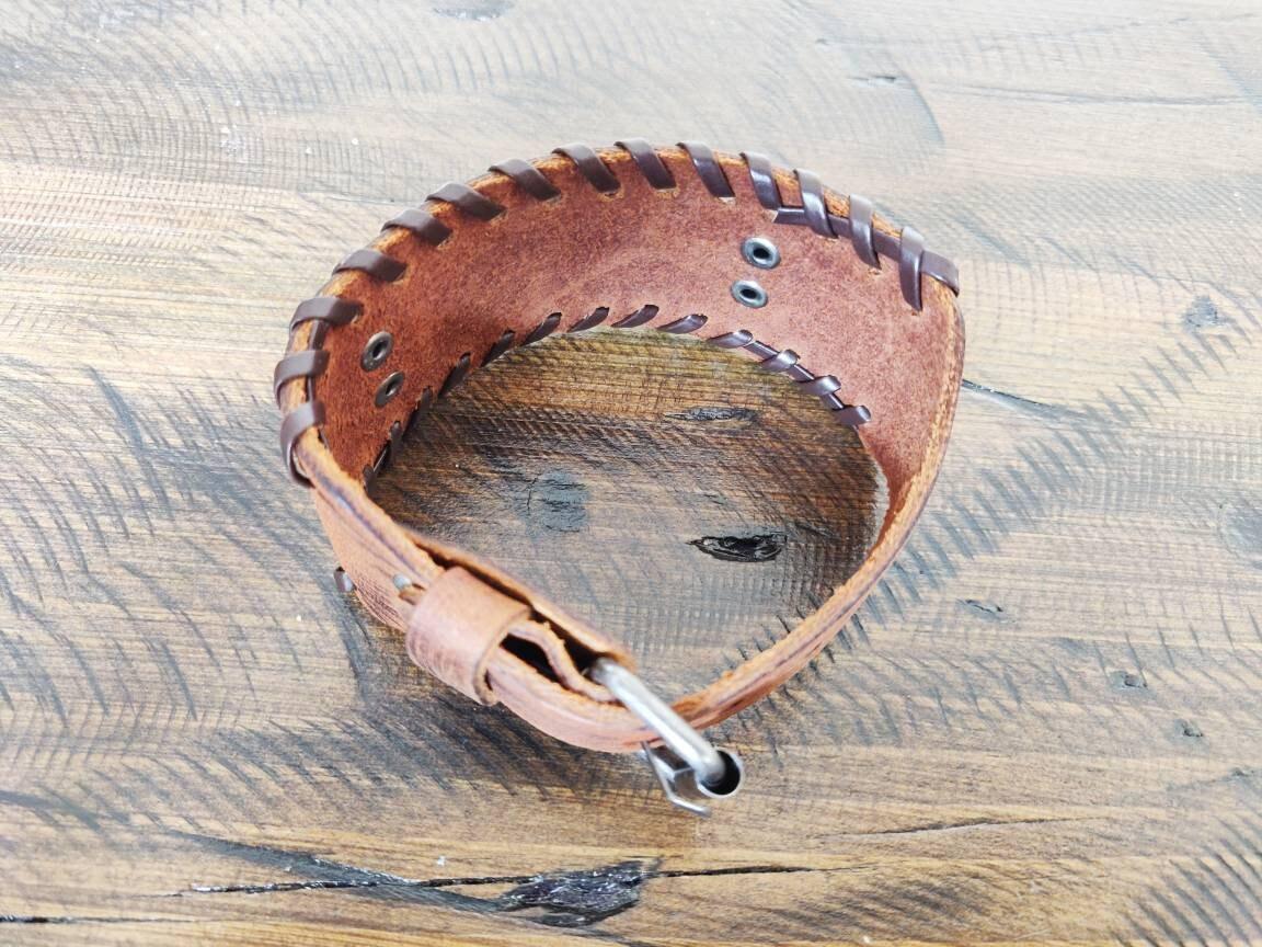 Viking Valknut Bracelet Wristband For Men And Women - Medieval Nordic Runes Symbol Engraved Brown Leather Bracelet - Lazzy Panda