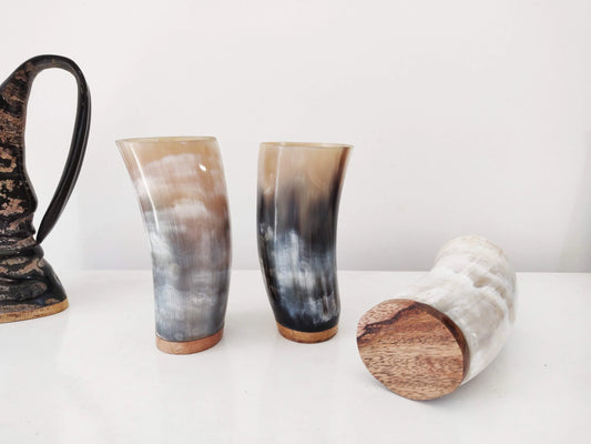 Medieval Real Ox Horn Cup Mug - Rustic Viking Drinking Beer Mug Cup Personalization option - Horn Cup Wedding Viking Gift - Lazzy Panda