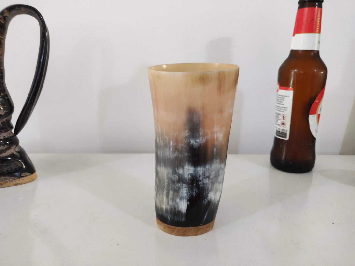 Medieval Real Ox Horn Cup Mug - Rustic Viking Drinking Beer Mug Cup Personalization option - Horn Cup Wedding Viking Gift - Lazzy Panda