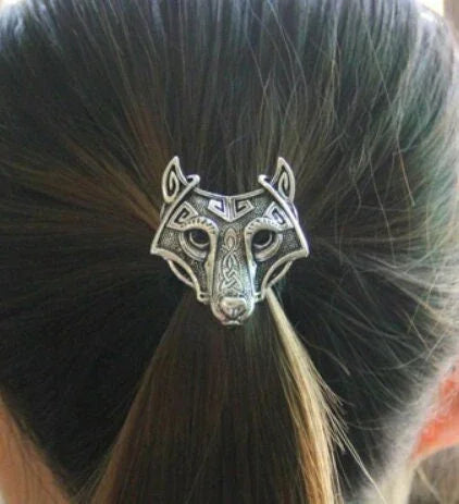Viking Hair Band Pair For Women Helm Of Awe Raven Hair Ties - Fenrir Wolf Hair Ties - Medieval Hair Accessories - Lazzy Panda