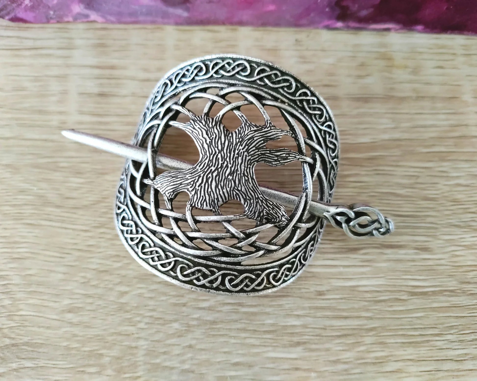 Medieval Hair Clip For Women Hair - Tree Engraving Hair Clip Pin Rustic Vintage viking hair accessory - Lazzy Panda