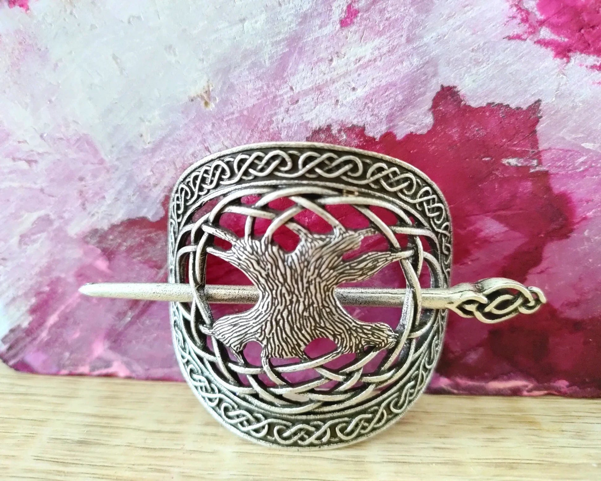 Medieval Hair Clip For Women Hair - Tree Engraving Hair Clip Pin Rustic Vintage viking hair accessory - Lazzy Panda
