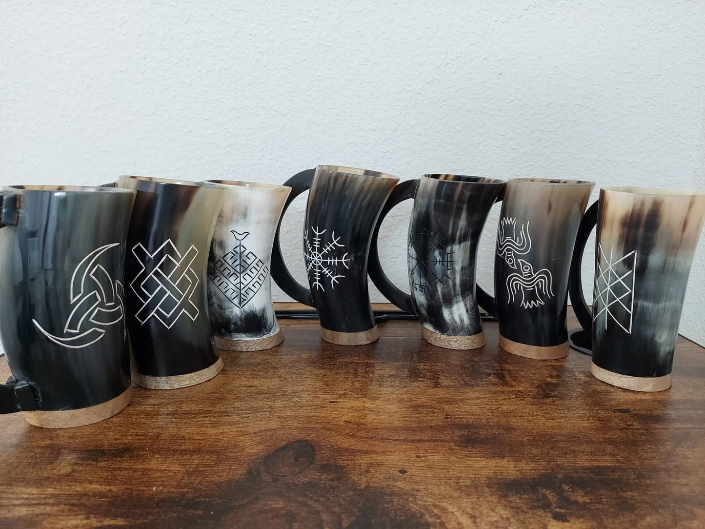 Ox Horn Mug Medieval Glass Viking Mug Cup With Handle For Beer Wine Tankard Size 5-6" - Lazzy Panda