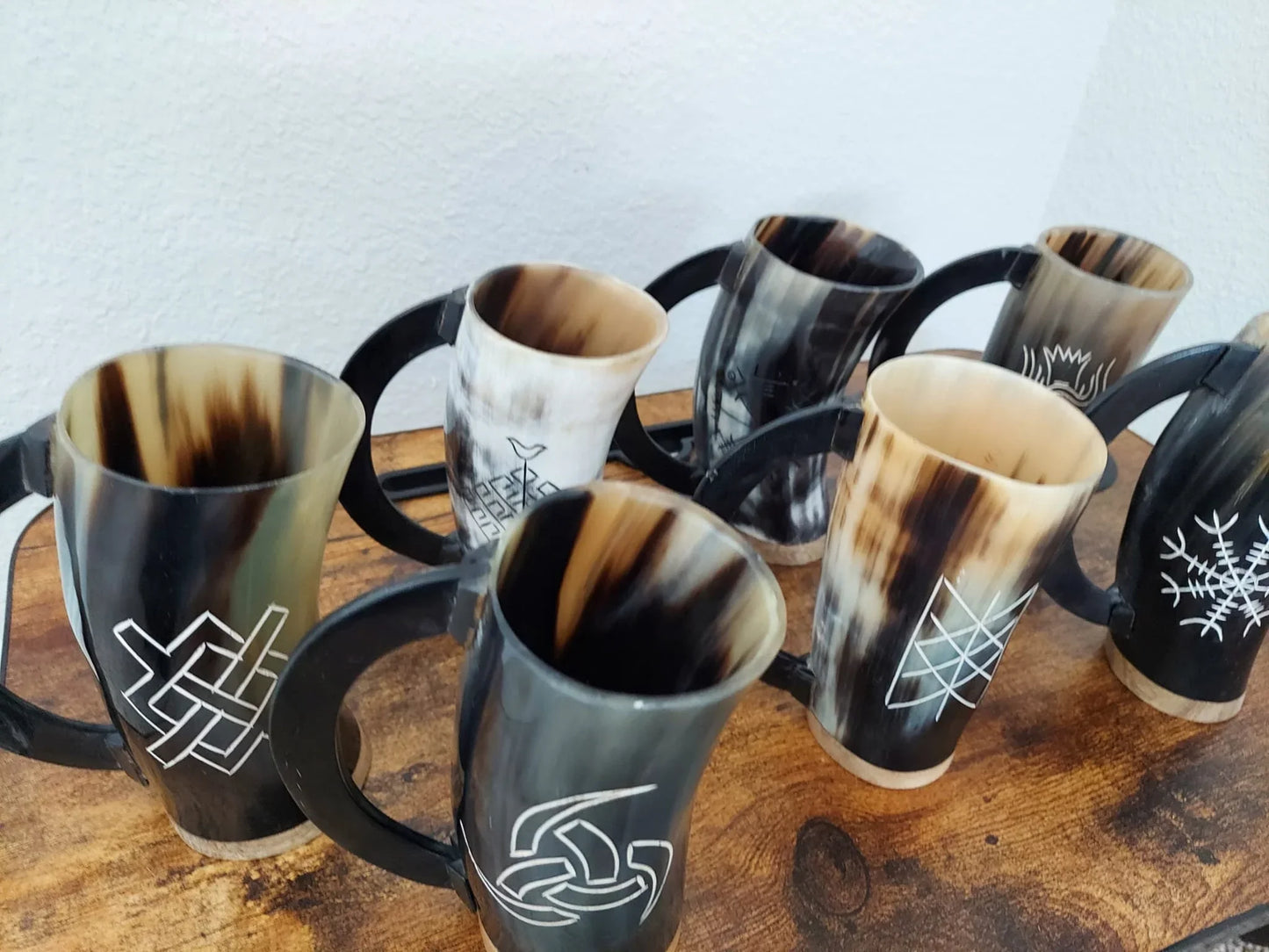 Ox Horn Mug Medieval Glass Viking Mug Cup With Handle For Beer Wine Tankard Size 5-6" - Lazzy Panda