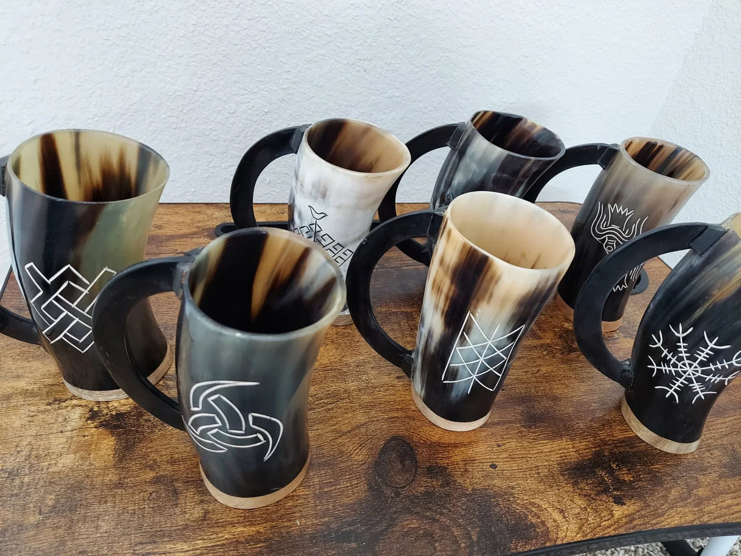 Ox Horn Mug Medieval Glass Viking Mug Cup With Handle For Beer Wine Tankard Size 5-6" - Lazzy Panda