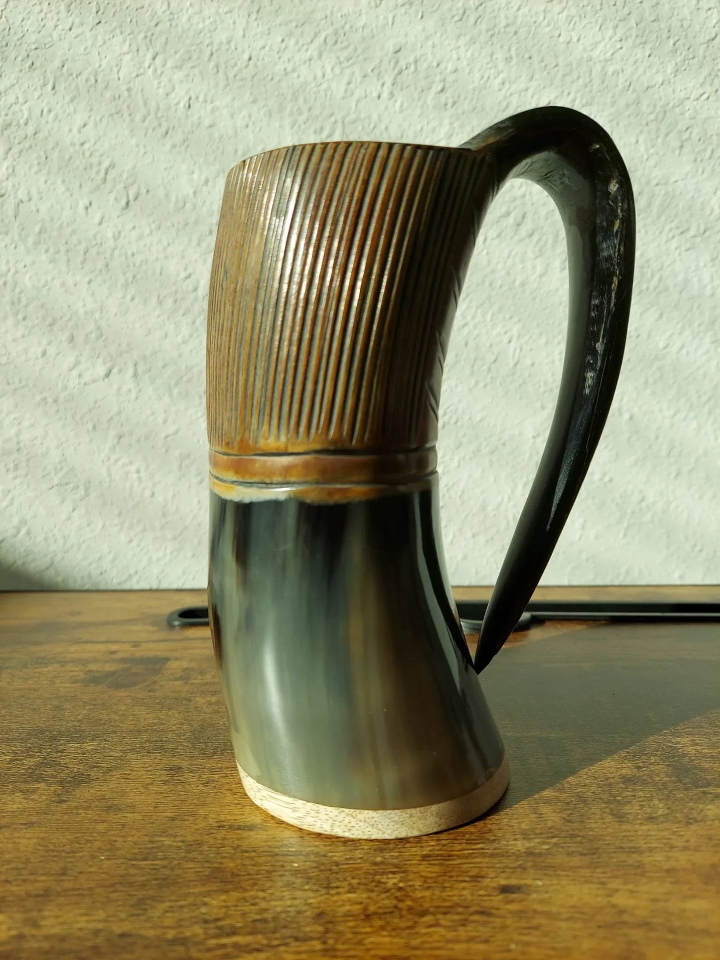 Viking Horn Mug With Handle Burnt Etched Viking Horn Mug/Tankard - Horn Cup Antique Kitchenware And Serveware Gift - Lazzy Panda