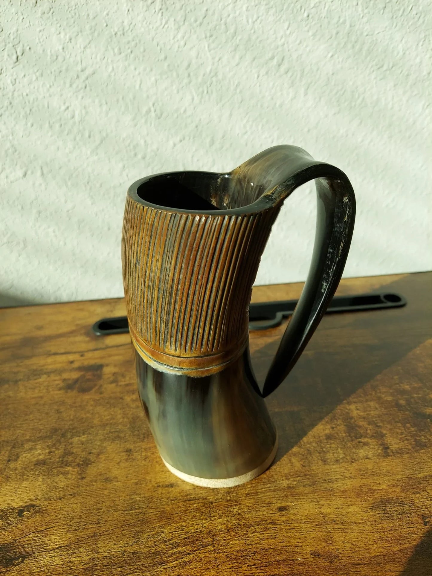 Viking Horn Mug With Handle Burnt Etched Viking Horn Mug/Tankard - Horn Cup Antique Kitchenware And Serveware Gift - Lazzy Panda