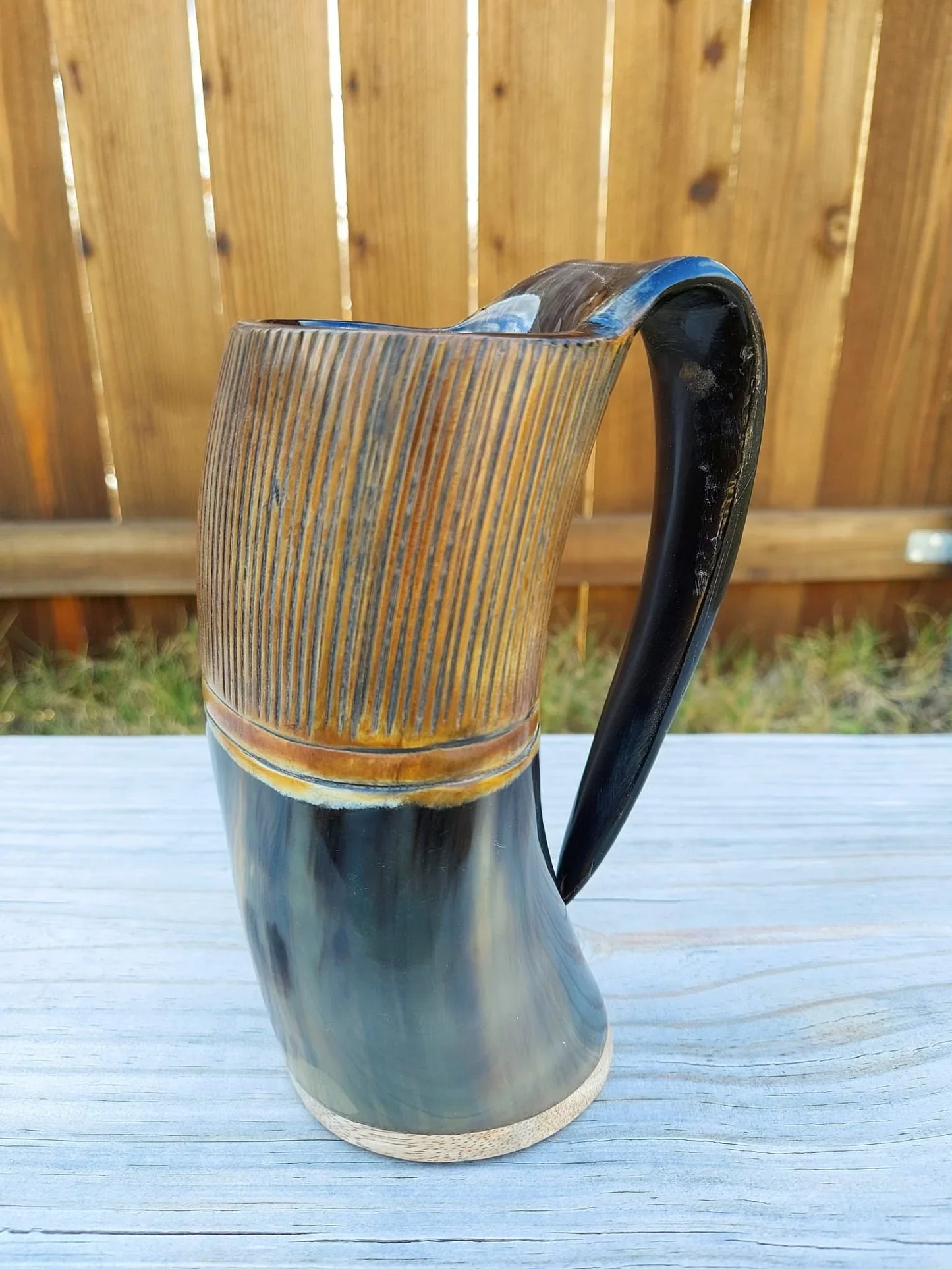 Viking Horn Mug With Handle Burnt Etched Viking Horn Mug/Tankard - Horn Cup Antique Kitchenware And Serveware Gift - Lazzy Panda