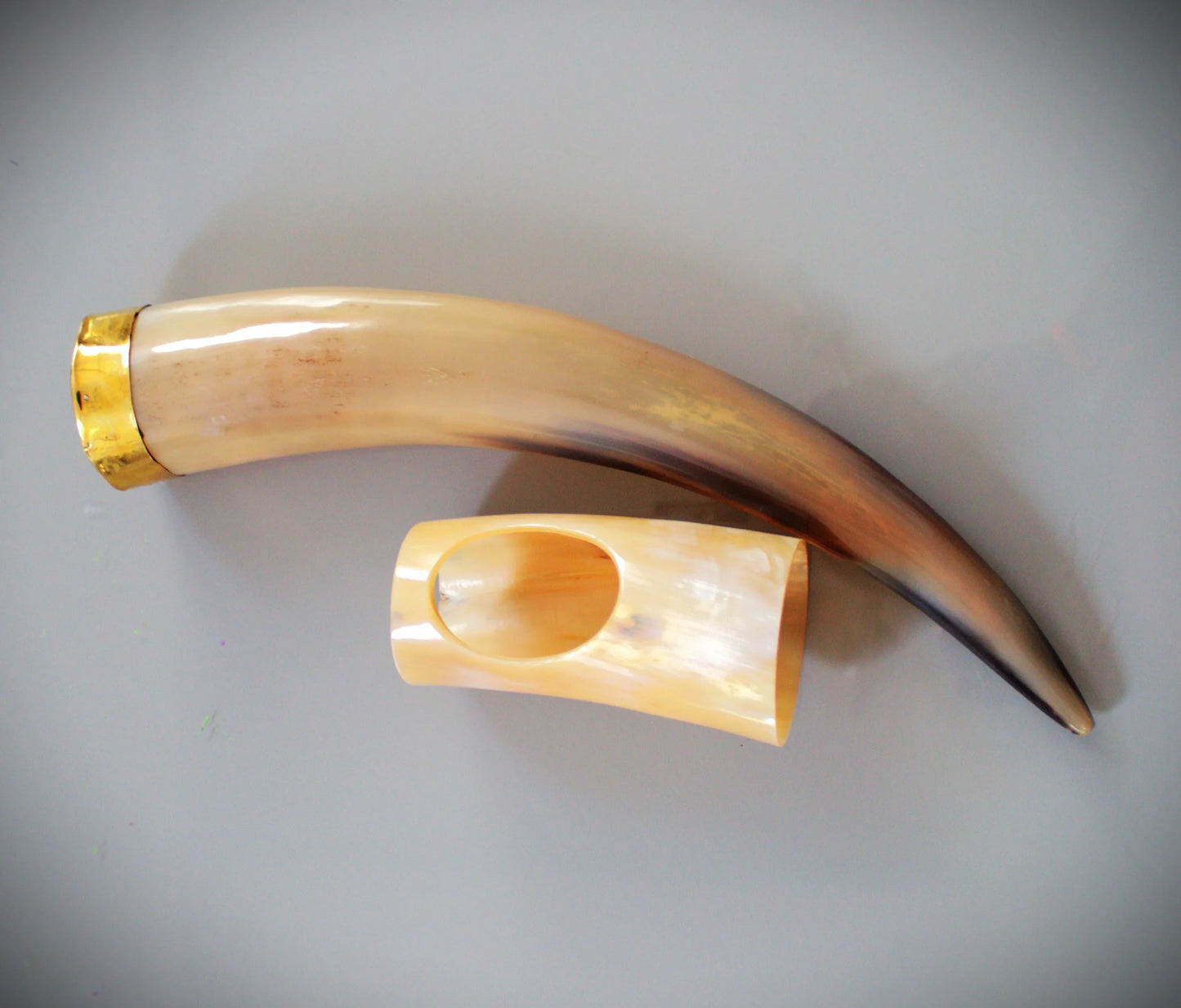 Viking Drinking Horn Cup With Horn Stand - Brass Rim Made Horn Mug Medieval Rustic Viking Beer Horn Drinking Decor - Lazzy Panda