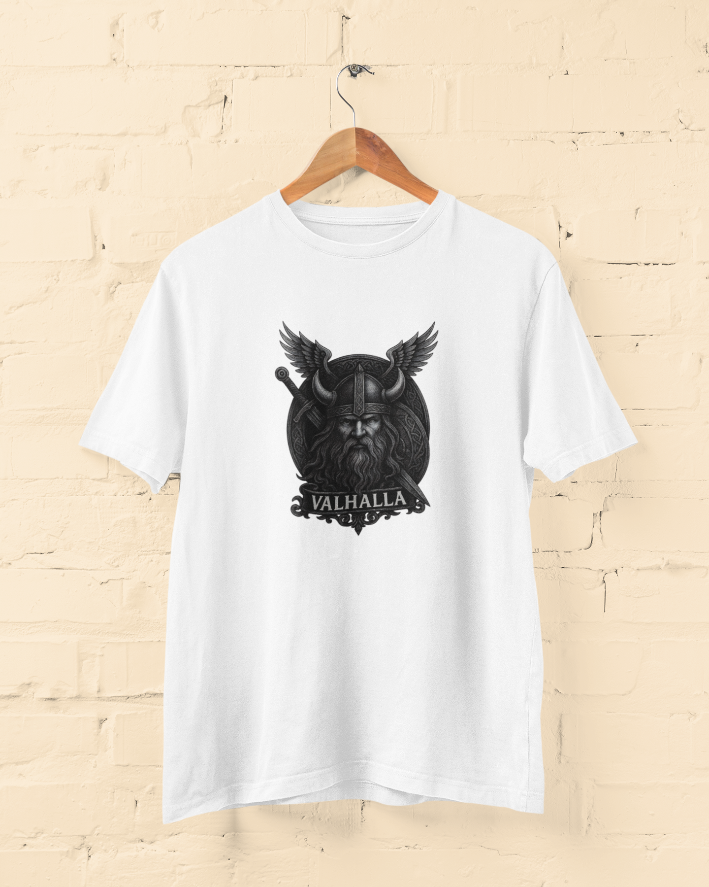 Valhalla Viking Warrior Unisex White T-Shirt – Norse Mythology Tee - Lazzypanda