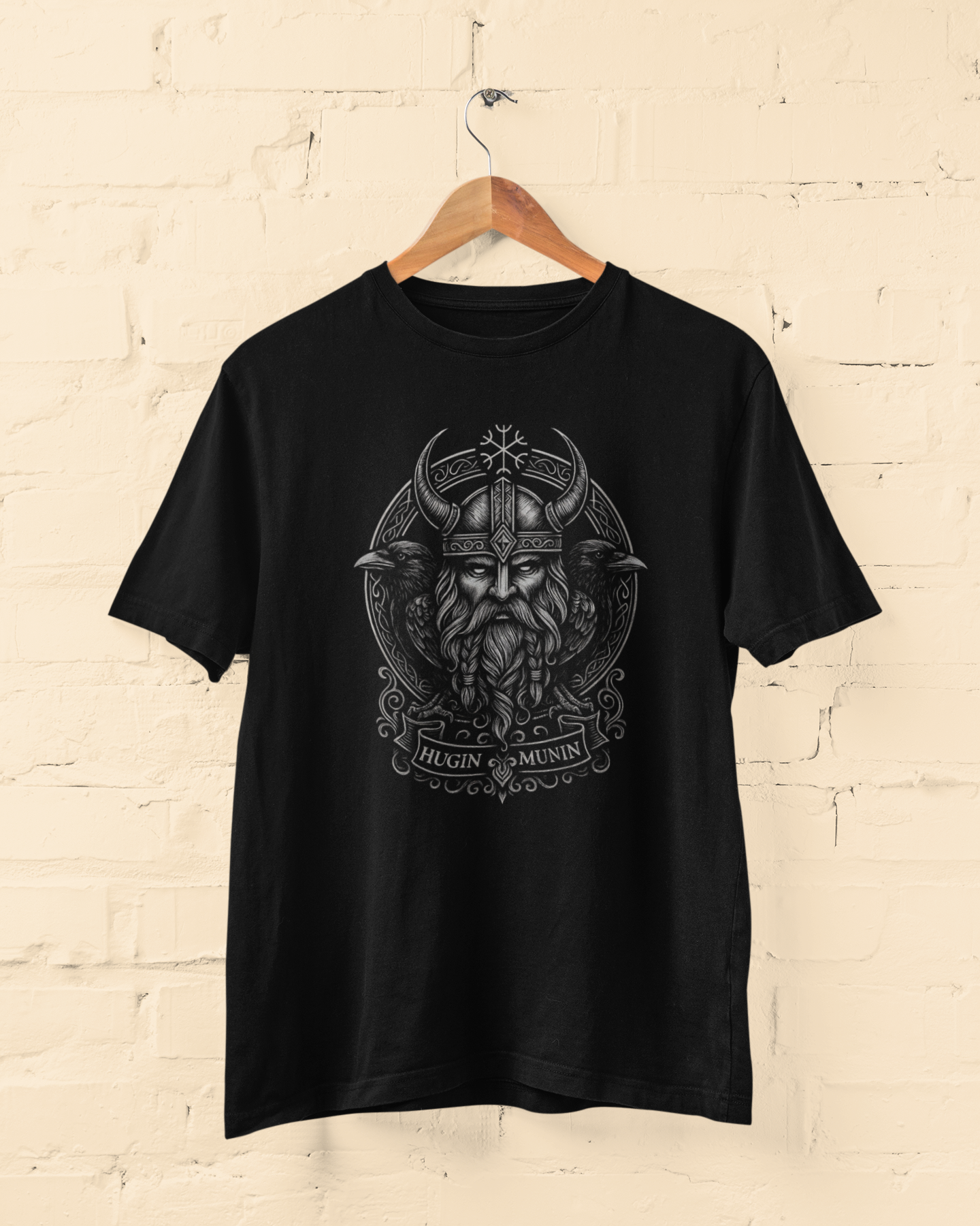 Odin’s Hugin & Munin Viking Unisex Black T-Shirt – Norse Mythology Tee - Lazzypanda