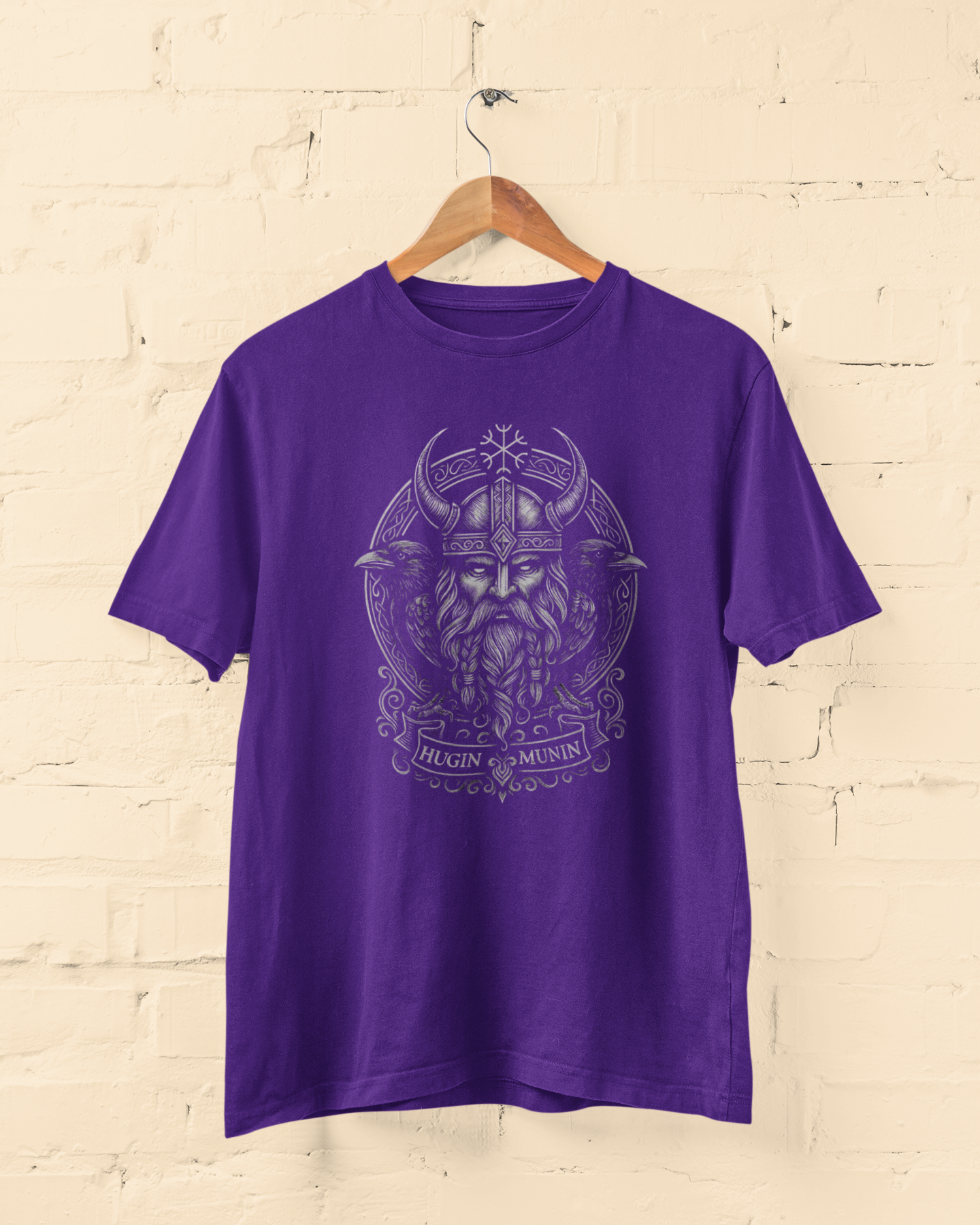 Odin’s Hugin & Munin Viking Unisex Purple T-Shirt – Norse Mythology Tee - Lazzypanda
