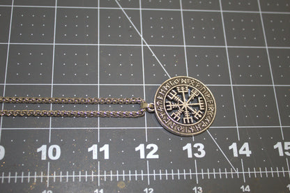 Viking Valhalla Pendant Necklace For Women Vegvisir Rune Circle Necklace With Chain - Viking Necklace For Women And Girls - Lazzy Panda