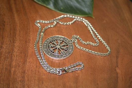 Viking Valhalla Pendant Necklace For Women Vegvisir Rune Circle Necklace With Chain - Viking Necklace For Women And Girls - Lazzy Panda