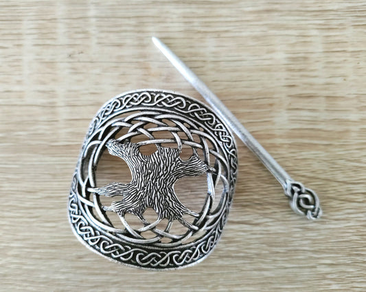 Medieval Hair Clip For Women Hair - Tree Engraving Hair Clip Pin Rustic Vintage viking hair accessory