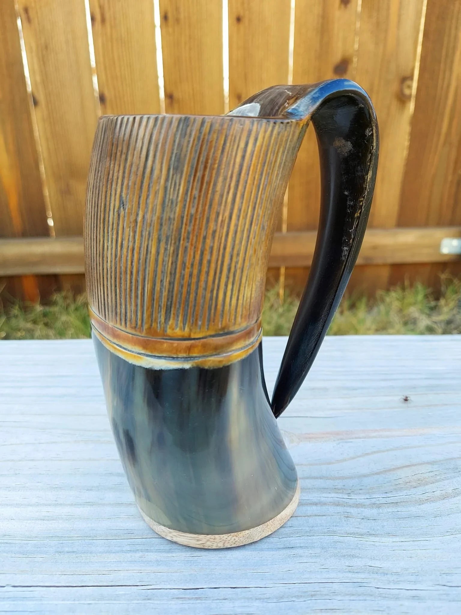 Viking Horn Mug With Handle Burnt Etched Viking Horn Mug/Tankard - Horn Cup Antique Kitchenware And Serveware Gift - Lazzy Panda